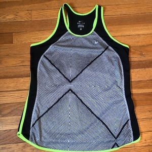 Nike dri-fit workout tank black, silver and neon